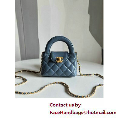 Chanel Shiny Aged Calfskin  &  Gold-Tone Metal Clutch with Chain Bag AP3435 Navy Blue 2025